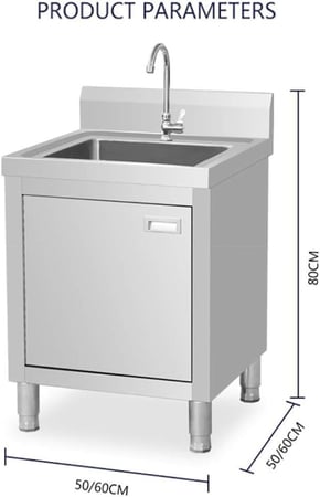 حوض ستانلس ستيل 304 تجاري 50×50×80 سم