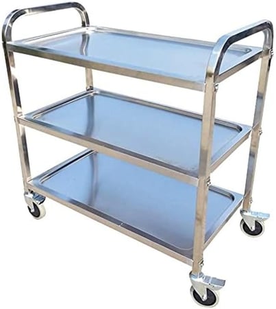 عربة ترولي طبية ستانلس ستيل 3 طبقات لنقل الأدوات الطبية
