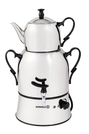 سماور شاي كهربائي استانلس استيل تركي اصلي