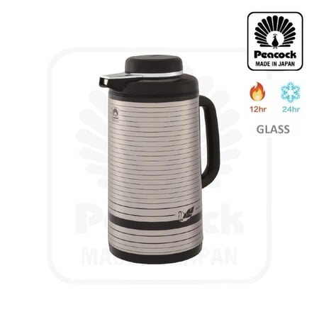 ترمس شاي ياباني 1.6 لتر فضي / أسود(غطا برم)