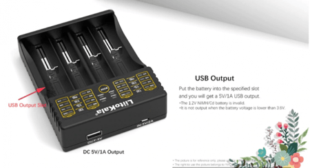 شاحن 4 بطاريات قابلة للشحن مع حاجز منزلق من ليتوكالا Lii-402