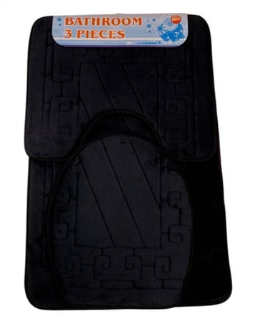 سجادة وفرش دواسة حمام 3 قطع اسود