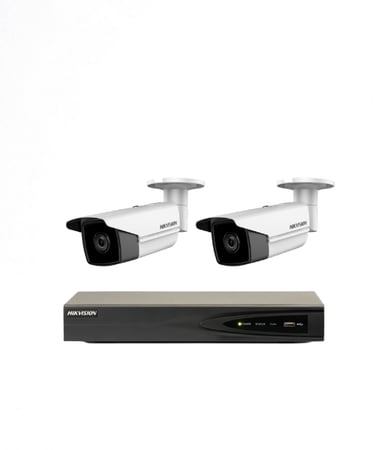 عدد 2 كاميرات شبكية 8 ميجـا IP - خارجية 50 متر مع جهاز تسجيل 4 قنوات -