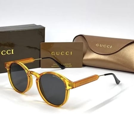 نظارات Gucci الشمسية الكلاسيكية المستقطبة الفاخرة بإطار أصفر