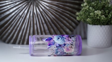 كوب سنو فليك لون بنفسجي وتصميم ورد