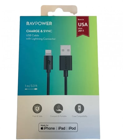 سلك شاحن ايفون منفذ usb ماركة RAVPOWER