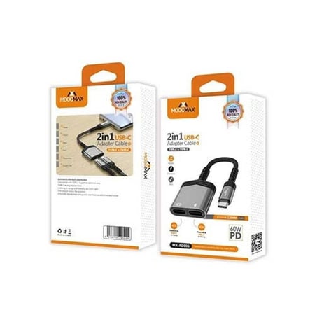 وصله تايب سي منفذين تايب سي للصوت والشحن من موج ماكس