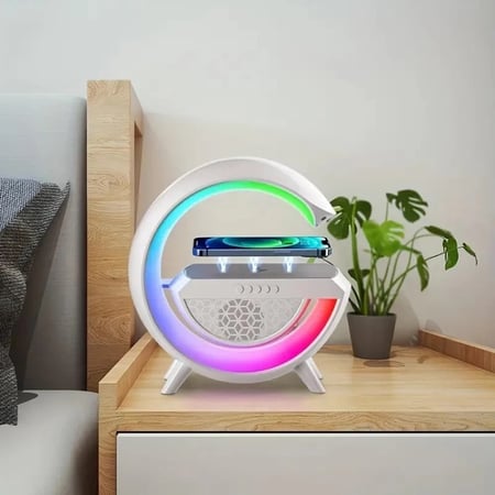 مكبر صوت بلوتوث مع LED قابل للشحن اللاسلكي