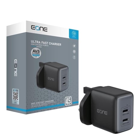 شاحن جداري فائق السرعة EONE GaN [45 واط ] قوة شحن مزدوجة