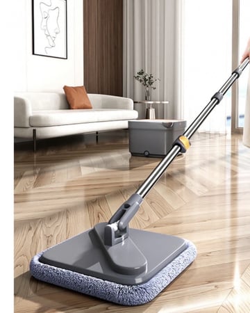 ممسحة أرضيات الذكية من ADDFIT مربعه مع دلو يعمل بنظام التجفيف والتنظيف والعصر و فصل ذاتي للمياه النظيفة والقذرة