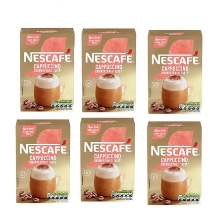 كبتشينو نسكافيه قولد غير محلى اظرف 14.2.جرام*7اظرف*6علبه SACHETS Nescafe Gold Cappuccino Unsweetened Taste Coffee Mix
