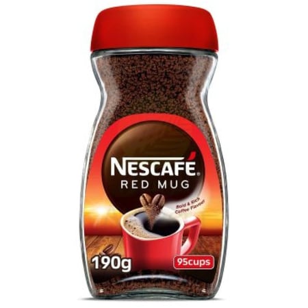 نسكافيه رد مق  قهوه سريعة التحضير  190 جرام   NESCAFEE RED MUG GLASS JARS 190 GRAMS