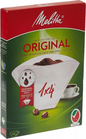 ميليتا فلتر تقطير 1×4 للقهوة 40 قطعة اوريجنال Melitta 1x4 Coffee Drip Filter 40 Pieces Original