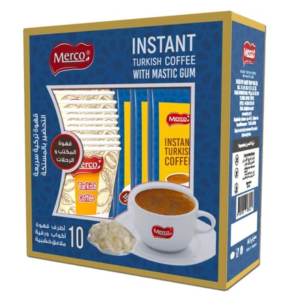 قهوة تركية بالمستكا سريعة التحضير مع الكاس 10اظرف*7جم INSTANT TURKISH COFFEE 10SACHETS