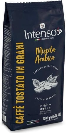 قهوة حب انتينسو ارابيكا من ايطاليا  كيس 1 كيلو جرام  INTENSO COFFEE BEANS FORTE 1KG MEDIUM ROAST ARABICA SWEET AND AROMATIC