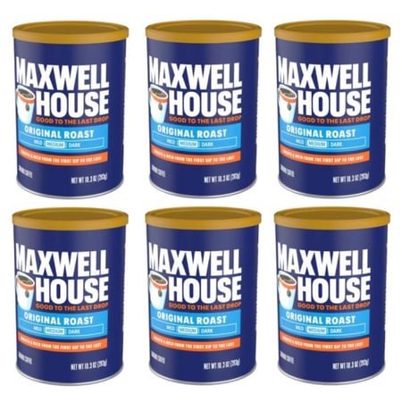 كرتون قهوة ماكسويل الامريكية حمصه وسط 293 جرام *6 علب Maxwell American Coffee Medium Roast 293g * 6 boxes