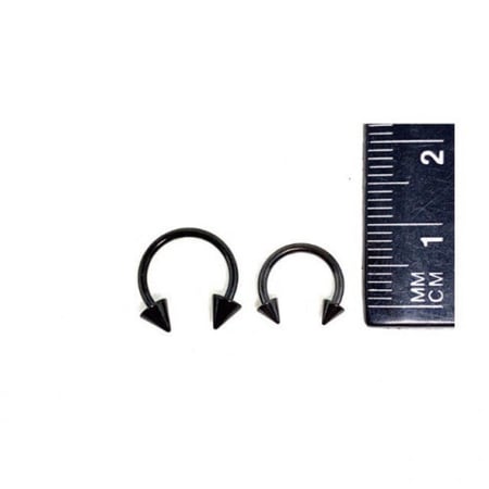 18g Titanium Over 316L Surgical Steel Black Horseshoe (Spikes)