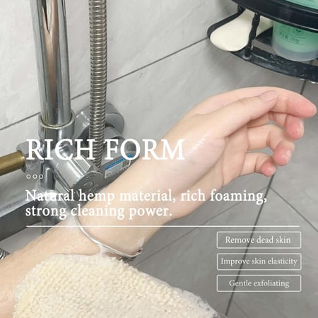 قفاز استحمام مفتوح كبير من القنب الطبيعي وقطن رامي ألوان متعددة