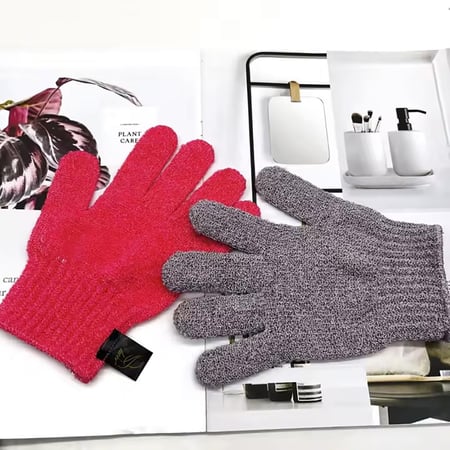 قفاز استحمام بالأصابع تقشير لازالة الجلد الميت قطعتان الوان متعددة