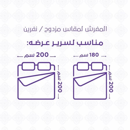 مقاسات مفارش صيفية نفرين 7 قطع - كلاودي - زهري - مفارش ميلين