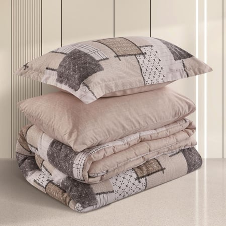 مفرش صيفي مفرد ونص 4 قطع - تيانا - بيج غامق - بيج فاتح