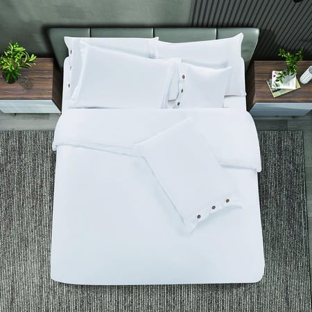 اسعار مفرش سرير قطن فندقي فاخر مزدوج 300 غرزة - أبيض - مفارش ميلين