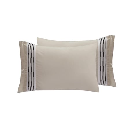 أسعار مفارش نفر ونص صيفي وكوين مطرز فندقي - بيج غامق - مفارش ميلين