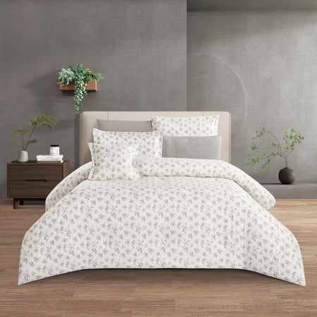 مفرش قطن صيفي مزدوج 8 قطع - زافيرا -كريمي - رمادي