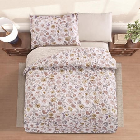 شراء مفارش نفر ونص صيفي حشوة مضغوطه لون كريمي ابيض - مفارش ميلين