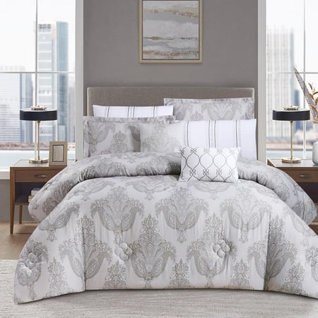 شراء مفارش صيفية نفرين قماش التنسيل 8 قطع - رصاصي - مفارش ميلين