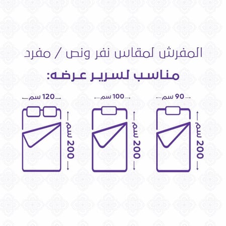 مقاسات مفارش نفر ونص صيفي 4 قطع - ليتون - أخضر لحمي - مفارش ميلين