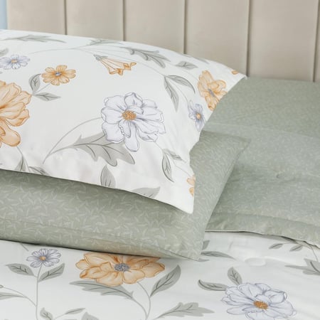 افضل مفرش صيفي مفرد ونص 4 قطع - ليتون - أبيض أخضر - مفارش ميلين