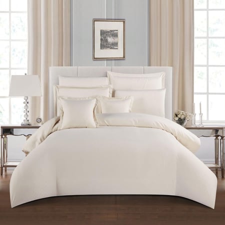 مفرش فندقي فاخر مزدوج ناعم 11 قطعة – سولين Soline - بيج فاتح