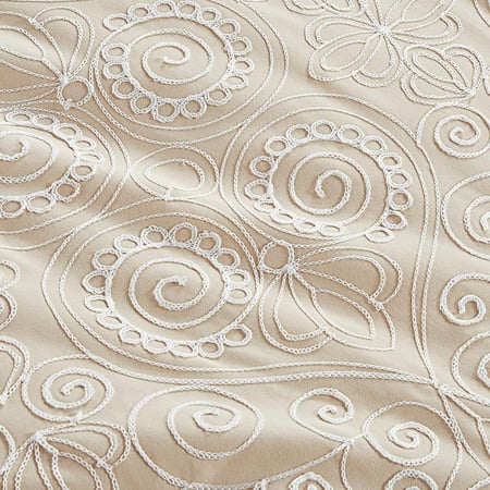 احسن مفرش صيفي نفرين مطرز فاخر 12 قطعة - بيج غامق - مفارش ميلين