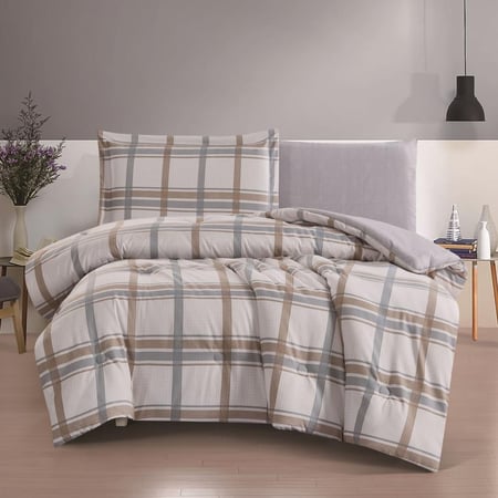 شراء مفرش صيفي مفرد ونص 4 قطع - ليتون - كريمي رصاصي - مفارش ميلين