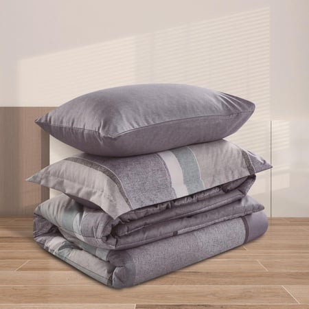 أسعار مفارش صيفي مفرد ونص 4 قطع - رمادي فاتح غامق - مفارش ميلين