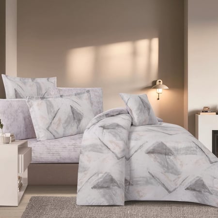 سعر مفارش كوين صيفي وجهين ٧ قطع فيفيان كريمي رصاصي - مفارش ميلين