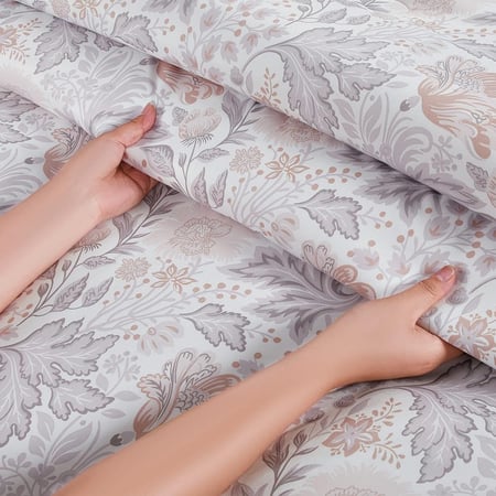 أخر عروض مفارش صيفي مزدوج 10 قطع - كريمي رمادي - مفارش ميلين