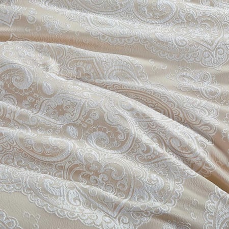 احسن مفرش سرير صيفي مزدوج جاكار 12 قطعه بيج فاتح - مفارش ميلين