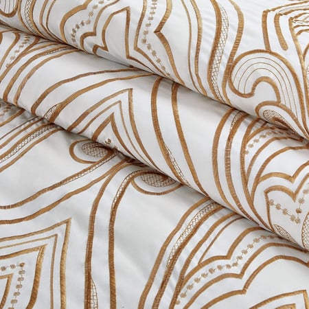 افضل مفارش صيفي نفرين مطرز فاخر 12 قطعة - لؤلؤي - مفارش ميلين