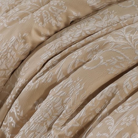 افضل مفارش كوين صيفي فاخر جاكار مطرز 8 قطع - بيج - مفارش ميلين