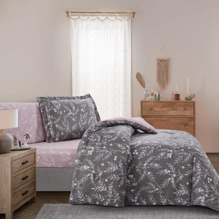 أفضل فراش نفر ونص صيفي 4 قطع ليتون رمادي غامق لحمي - مفارش ميلين