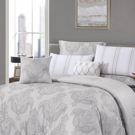 اسعار مفارش صيفية نفرين قماش التنسيل 8 قطع - رصاصي - مفارش ميلين