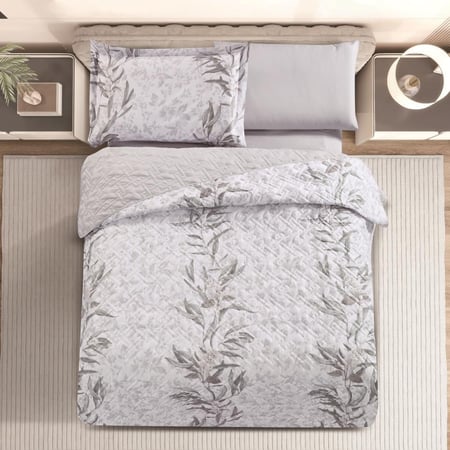 شراء مفارش صيفية نفر ونص 4 قطع - ابيض رصاصي - مفارش ميلين