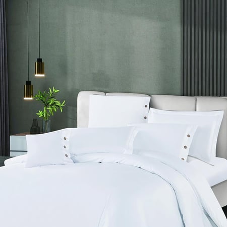 أسعار مفرش سرير قطن فندقي فاخر مزدوج 300 غرزة - أبيض - مفارش ميلين