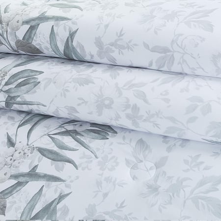 أفضل مفارش كوين صيفي وجهين ٧ قطع ويلز - ابيض رصاصي - مفارش ميلين