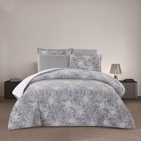 مفرش شتوي مزدوج مخمل فرو 6 قطع - رمادي - مفارش ميلين