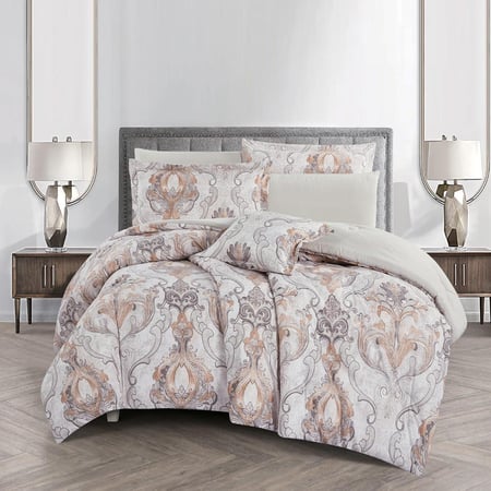 مفرش مقاس كوين صيفي وجهين ٧ قطع - كريمي بيج - مفارش ميلين