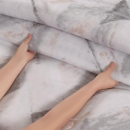 أفضل مفارش كوين صيفي وجهين ٧ قطع فيفيان كريمي رصاصي - مفارش ميلين