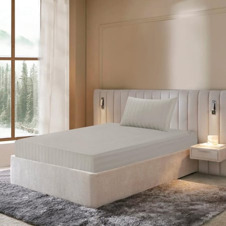 شرشف سرير قطن مفرد ونص مغاط - 2 قطعة - رمادي - مفارش ميلين